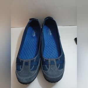 Clarks Womans Privo Blue Suede Shoes Pre-owned Slip-on Size 11M